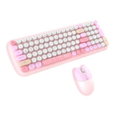 Wireless Keyboard and Mouse Combo 2.4G Wireless 3-Gear Adjustable DPI-Pink