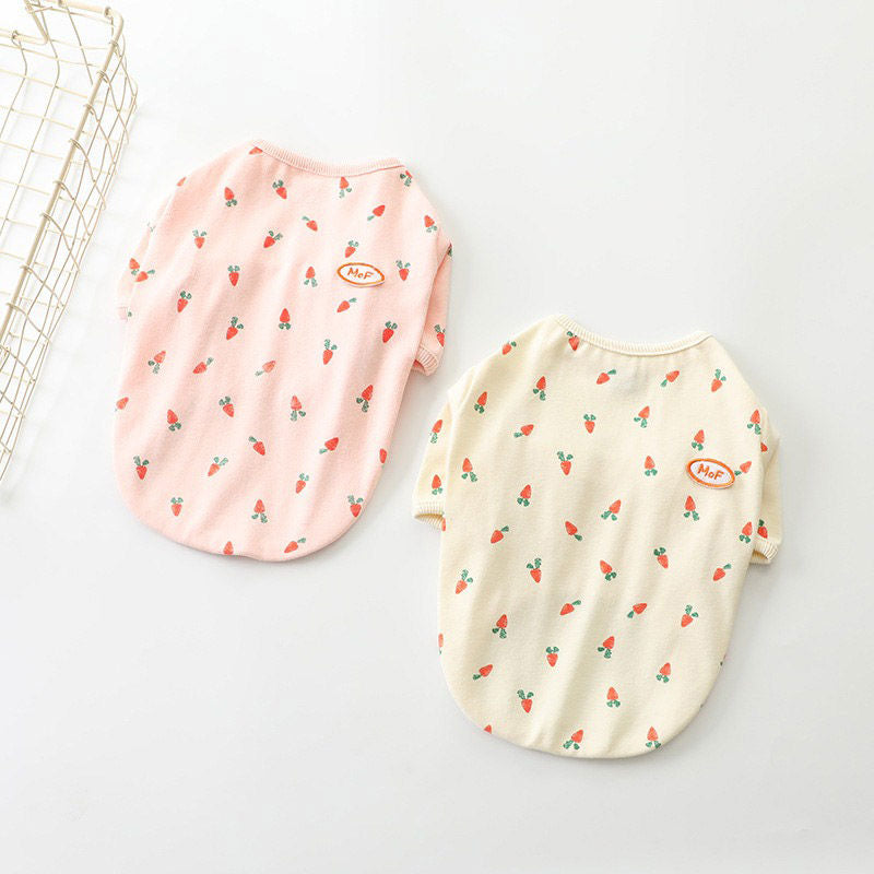 2 Pcs Pet Shirts Carrot Printed Winter Cotton Stretchy Tee for Small Dog