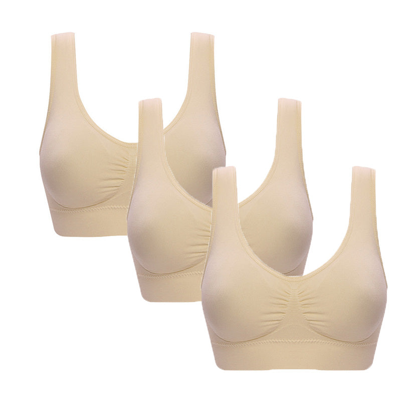 3 Pcs Seamless Sports Bras with Removable Pads Yoga Vest-Set3