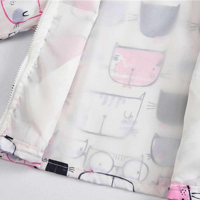 Boys Girls Cartoon Print Zip Lightweight Jacket Hooded Coats Casual Windbreaker-4