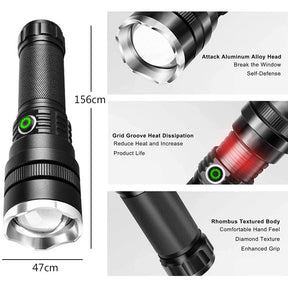 Rechargeable Waterproof Flashlights 4 Modes Zoomable for Camping