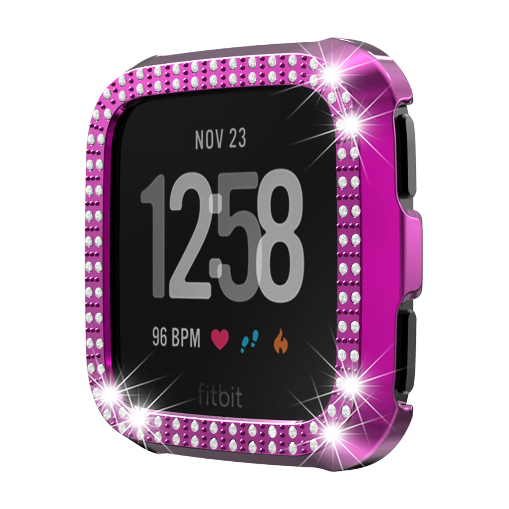 Double Row Diamond Bling Case  For Fitbit Versa Cover-Purple