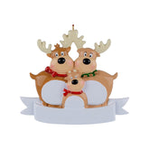 Christmas Hanging Ornament Personalized Reindeer Family of 3