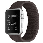 Soft Silicone Solo Loop Braided Wristbands Replacement Strap for iWatch Series SE/6/5/4/3/2/1-Coffee