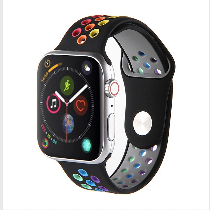 Rainbow Nike Watch Strap For Apple iWatch Series-Black