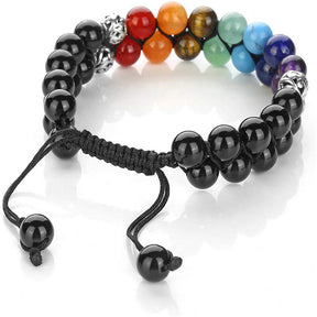 Bead Bracelet 7 Chakras Healing Crystals Bracelet Stone Beads Double Layer Bracelets-Black Agate Bracelet