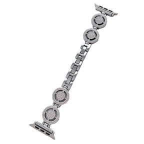 Shiny Watch Strap with Rhinestone Metal Link Band for Apple watch-Silver