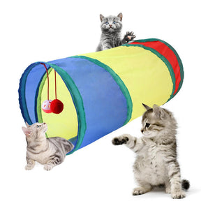 Cat Tunnel for Indoor Cats Collapsible Pop-up Pet Tube Hideaway Play Toys-2 Tunnels