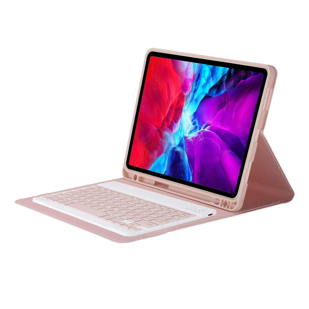 Keyboard Case For iPad Ultra Thin Full-Size Silent With Numeric Bluetooth Wireless Keyboard Pen Slot-Pink