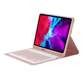 Keyboard Case For iPad Ultra Thin Full-Size Silent With Numeric Bluetooth Wireless Keyboard Pen Slot-Pink