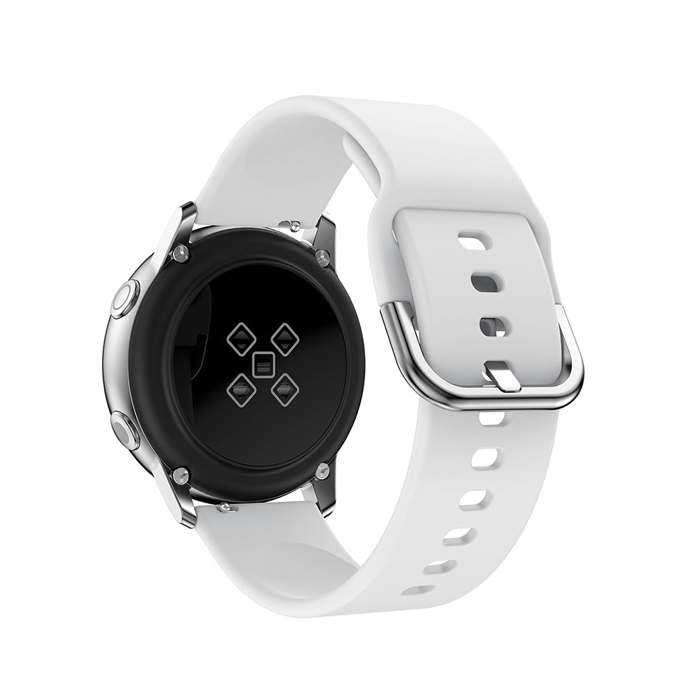Soft Silicone Silver Square buckle Watch Band For Samsung Galaxy Watch 42/46mm Gear S3 Frontier/Classic(White)