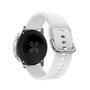 Soft Silicone Silver Square buckle Watch Band For Samsung Galaxy Watch 42/46mm Gear S3 Frontier/Classic(White)