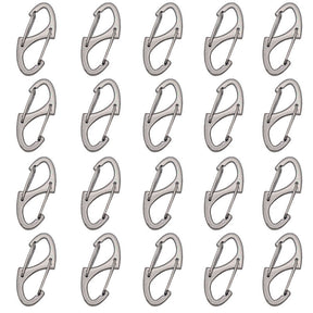 20 Pcs Upgraded Small Carabiner Clip Dual Wire Gate Snap Hook Keychain-Gun