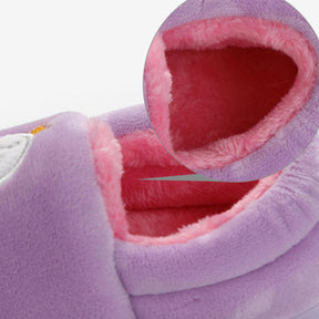 Boys Girls Warm Slippers Cartoon Kids Winter Indoor Household Shoes-Purple