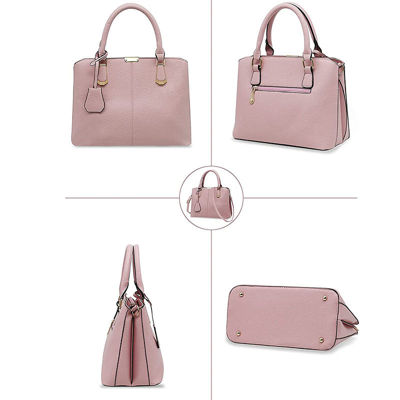 Womens Fashion Handbags Top Handle High Capacity Tote-Pink