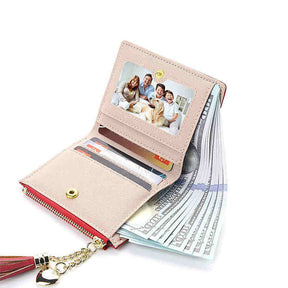 Women Small Wallet RFID Bifold Compact Wallet-Red