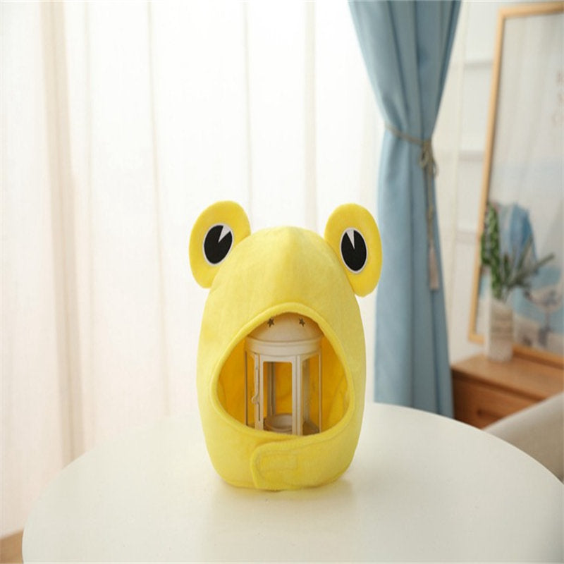 Plush Frog Hat Cap Frog Ears Costume Halloween Animal Hats Cosplay Party Costume Accessories for Kids Adults -Yellow
