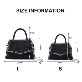 Glitter Rhinestone Crossbody Evening Bag Bling Clutch Purse for Women-Black
