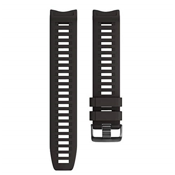 For Garmin Instinct Watchband Soft Silicone Adjustable Replacement Strap 22MM Black Steel Buckle-Black