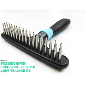 Pet Rake Hair Removal Brush Double Row of Stainless Steel Pins Comb