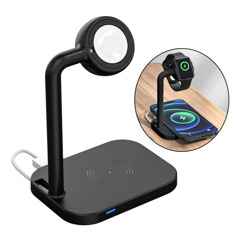 2-in-1 Wireless Charger 15W Fast Charging Phone Charger Stand for AirPods iWatch-Black