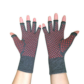 Unisex Warm Half Finger Stretchy Cotten Fingerless Gloves-Hemp Ash-LYX-08077