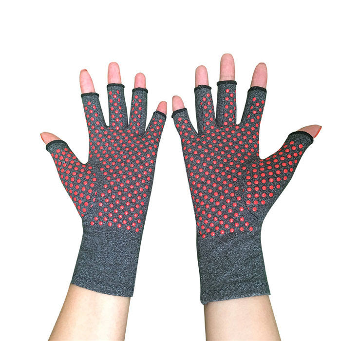 Unisex Warm Half Finger Stretchy Cotten Fingerless Gloves-Hemp Ash-LYX-08077
