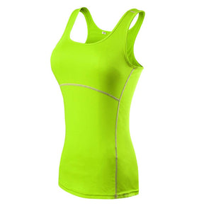 Women Workout Tank Tops Tight Stretch Breathable Yoga Vest Fitness Perspiration Quick Drying Vest Top 2001-Green