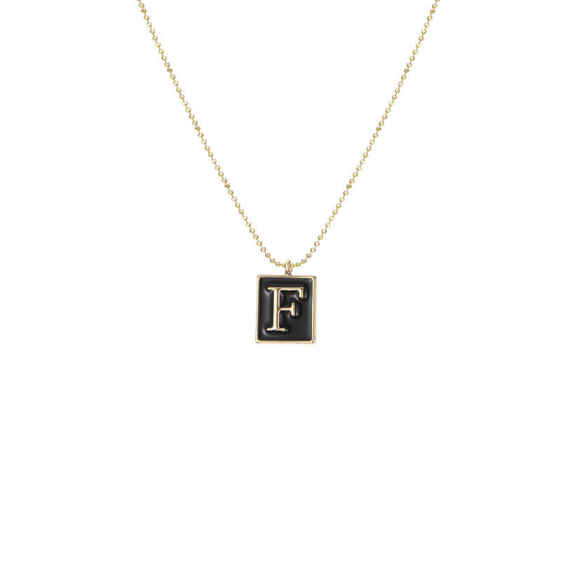 English Letters Oil Drop Pendant Necklace As Gift For Men Women-F