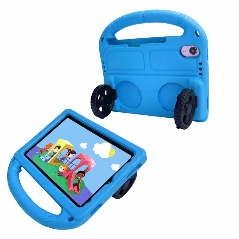 Wheel iPad Case For iPad Mini 6 Shockproof Stand Cover With Handle Stand-Blue