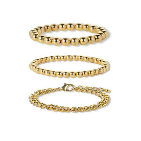 Gold Beaded Bracelets for Women Stackable Bead Ball Bracelets Set