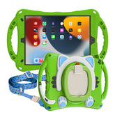 CatB Silicone Case For iPad 10.2 Air10.5 Pro10.5 Shockproof Shoulder Strap Handle Stand-Green