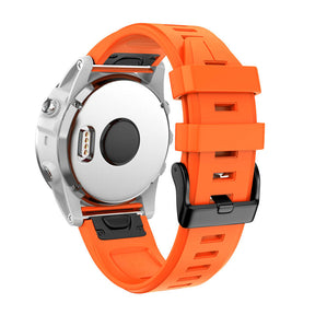 Silicone Replacement Band 20mm Quick Release Easy Fit For Garmin Fenix 5S/5S Plus/6S/6S Pro Smartwatch Black Steel Buckle-Orange