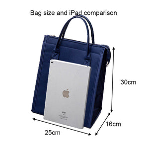 Waterproof Oxford Cloth Picnic Bag Insulated Lunch Bento Handbag-Navy Blue