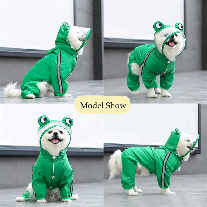 Pet Dog Raincoat Hooded Frog Pet Rain Wear Waterproof Light Suit