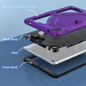 Tablet Case Rugged with Kickstand for iPad 6th/5th Generation 2018/2017-PurpleBlack