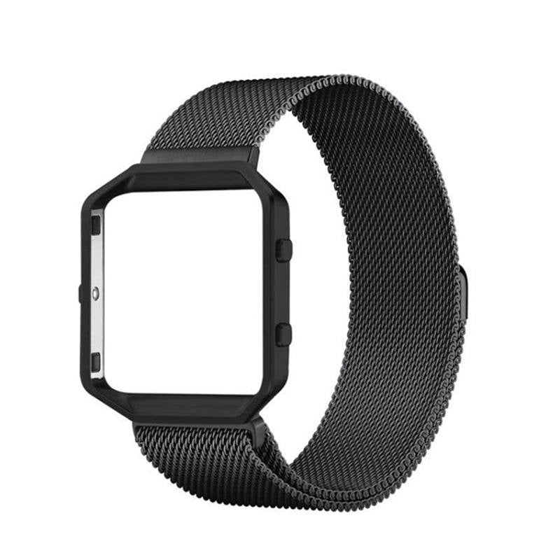 Stainless Steel Bracelet Replacement Strap Without Metal Frame For Fitbit Blaze-Black