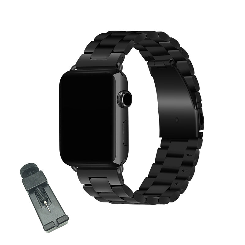 SZ Watch Band Stainless Steel Wristbands for Apple IWatch Series 1/2/3/4/5/6/SE For Women Men-Black