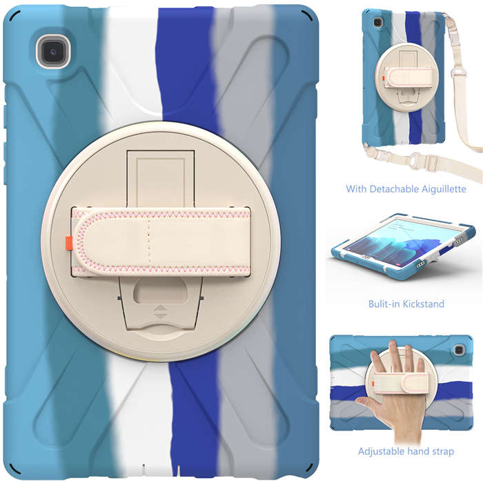 Samsung Tablet Case With Pencil Stand+Rotating Stand+Shoulder Strap For Tab A7 10.4 T500/T505/T507/T505N-Blue