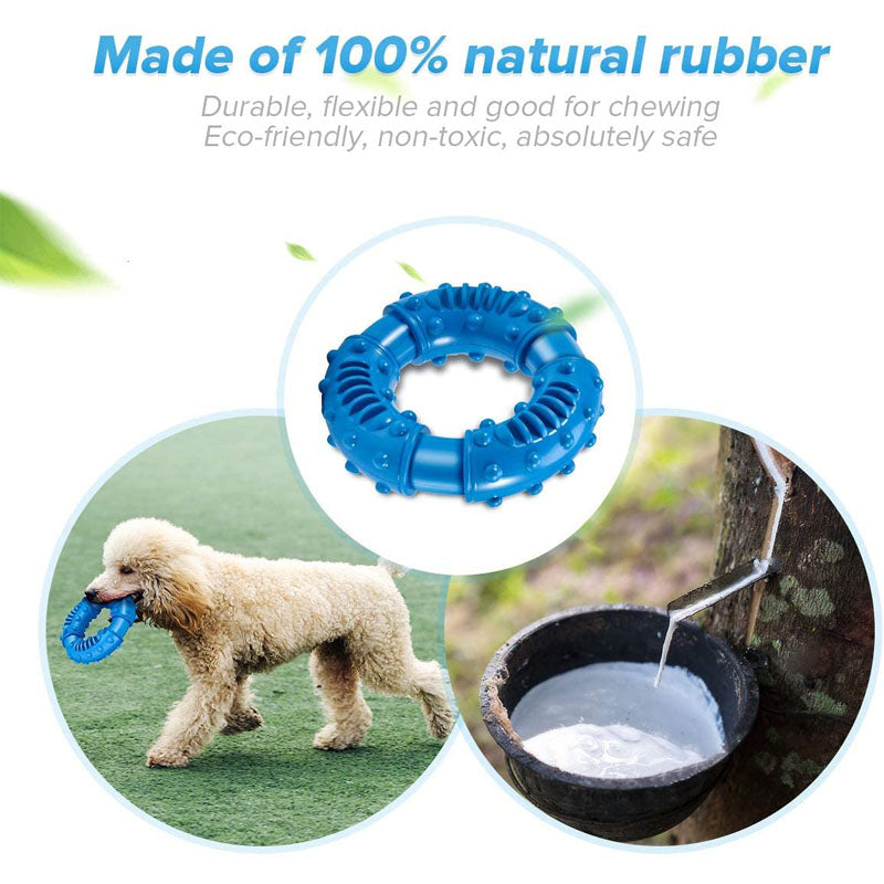 Dog Chew Toys Circle Non-Toxic Natural Rubber Durable Puppy Molar Toy-Blue