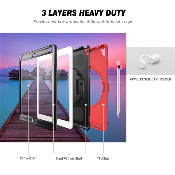Spider Man 3-Layer Multi-Function Case With Pencil Holder+Cap For iPad 5/6 iPad Air1/2 iPad Pro 9.7-Red