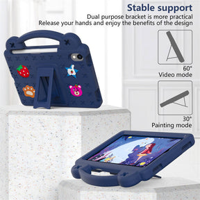 Strawberry iPad Mini 6 Case 8.3 Inch Shockproof Cover with Handle Band Shoulder Strap-NavyBlue