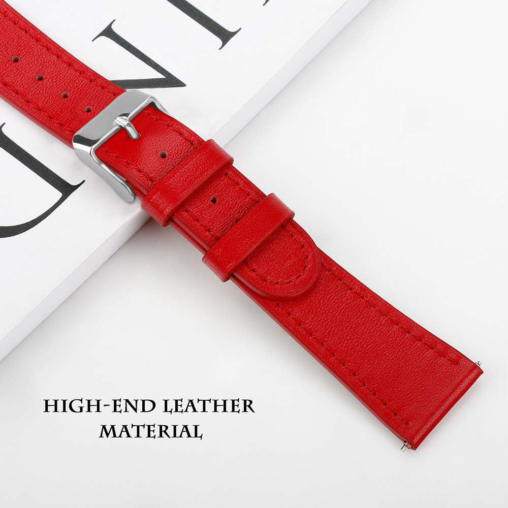 First Layer Cowhide Round Tail Leather Watch Band For Samsung Galaxy Watch 42/46mm Gear S3 Frontier/Classic(Red)