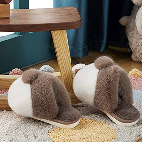 Unisex Warm Animal Slippers Corgi Plush Slip On House Shoes-Gray