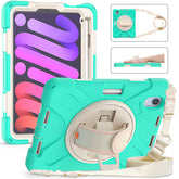 Onepiece iPad Case For iPad Mini 6 Full Body Shockproof Protective Case With Holder/Hand Strap-Mint Green