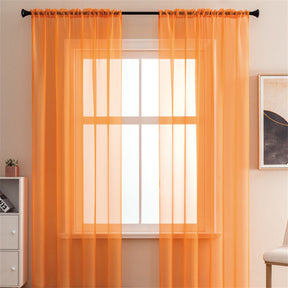 2 Panels Sheer Voile Rod Pocket Elegance Curtains for Living Room Bedroom-9