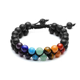 Bead Bracelet 7 Chakras Healing Crystals Bracelet Stone Beads Double Layer Bracelets-Lava Rock Stone Bracelet