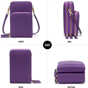 Crossbody Phone Bag for Women Small Shoulder Bag Cell Phone Wallet Purses and Handbags with 14 Credit Card Slots-Purple