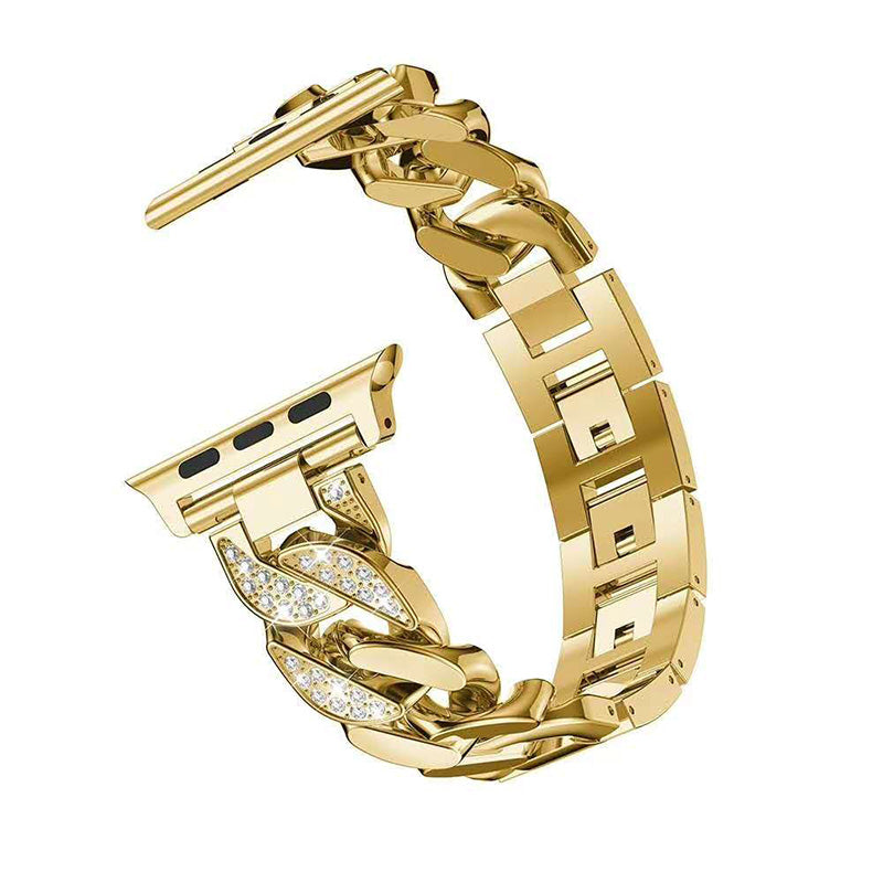 DP Bling Watch Band Stainless Steel Wristbands for Apple iWatch Series 1/2/3/4/5/6/SE For Women-Gold