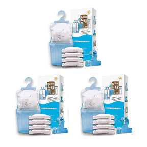 Pack of 12 Moisture Absorber Hanging Bags with Plastic Case Hook Humidity Packs